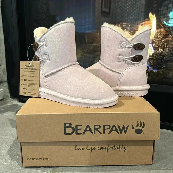 BearPaw Other - BEARPAW Rosaline Youth NeverWet Booties Suede,sheepskin,wool blend,TPR outsole